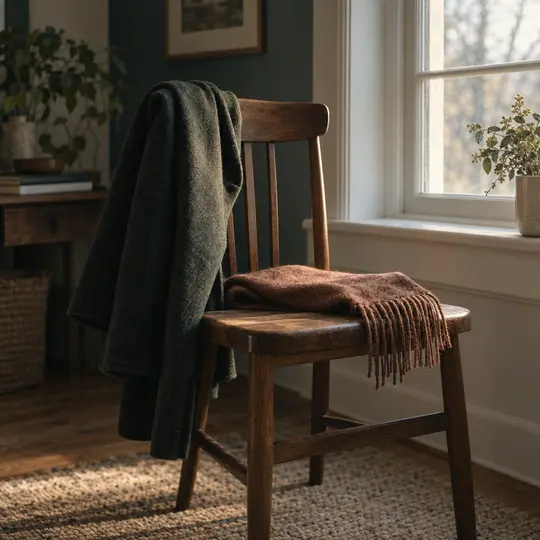 An empty chair beside a sunlit window